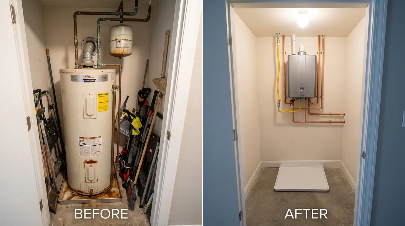 Tank water heater versus wall-mounted tankless unit comparison for Riverdale, IL homeowners